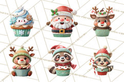 Christmas Cupcake Characters Clipart PNG, Cute Holiday Png Product Image 5