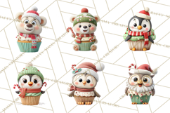 Christmas Cupcake Characters Clipart PNG, Cute Holiday Png Product Image 6