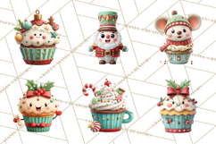 Christmas Cupcake Characters Clipart PNG, Cute Holiday Png Product Image 7
