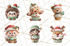 Christmas Cupcake Characters Clipart PNG, Cute Holiday Png Product Image 8