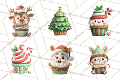 Christmas Cupcake Characters Clipart PNG, Cute Holiday Png Product Image 9