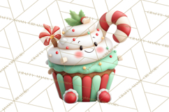 Christmas Cupcake Characters Clipart PNG, Cute Holiday Png Product Image 3