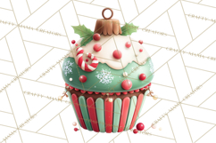 Christmas Cupcake Characters Clipart PNG, Cute Holiday Png Product Image 4