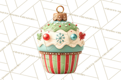 Christmas Cupcake Characters Clipart PNG, Cute Holiday Png Product Image 5