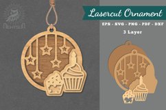 Cupcake Laser Cut Ornament SVG Product Image 1