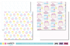 Cupcake and bakery themed scrapbook paper collection in soft pastel shades