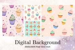 Cupcake Birthday Party Backdrop Background Cake Wallpaper Product Image 1