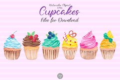 cupcake watercolor clipart png files 