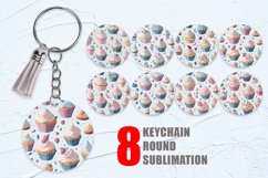 Cupcake Watercolor Keychain | Keyring Product Image 1