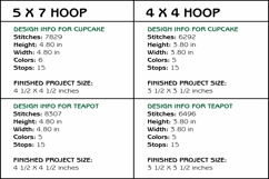 Cupcake &amp; Teapot Coasters - 4 x 4 and 5 x 7 Hoops Product Image 2