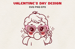 Cupid Baby with Heart Glasses Cute Valentine SVG PNG EPS Product Image 1