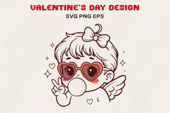 Cupid Baby with Heart Glasses Cute Valentine SVG PNG EPS Product Image 1