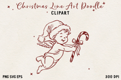 Cupid SVG PNG EPS, Vintage Line art Christmas clipart. Product Image 1