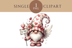 Valentines Gnome Cupid Clipart PNG Single Image Product Image 1
