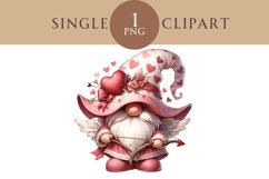 Valentines Gnome Cupid Clipart PNG Single Image Product Image 1