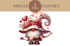 Valentines Gnome Cupid Clipart PNG Single Image Product Image 1
