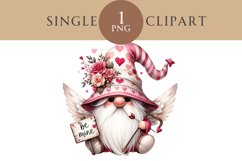 Valentines Gnome Cupid Clipart PNG Single Image Product Image 1