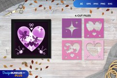 3D Shadowbox Duo Cupid in Decorative Heart Layered Papercut Product Image 1