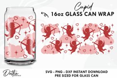 Cupid Valentines Day Libbey Glass Can Wrap SVG 16oz Product Image 1