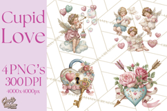 Cupid and Cherub Valentine Clipart PNG Romantic Love Product Image 1
