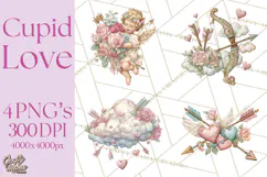 Cupid and Cherub Valentine Clipart PNG Romantic Love Product Image 1