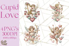 Cupid and Cherub Valentine Clipart PNG Romantic Love Product Image 1