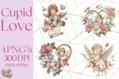Cupid and Cherub Valentine Clipart PNG Romantic Love Product Image 1