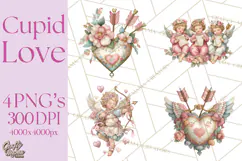 Cupid and Cherub Valentine Clipart PNG Romantic Love Product Image 1