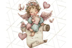 Cupid and Cherub Valentine Clipart PNG Romantic Love Product Image 2