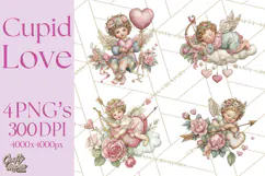 Cupid and Cherub Valentine Clipart PNG Romantic Love Product Image 1