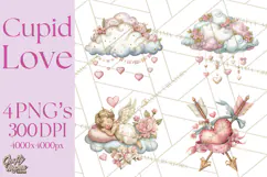 Cupid and Cherub Valentine Clipart PNG Romantic Love Product Image 1