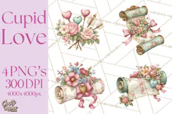 Cupid and Cherub Valentine Clipart PNG Romantic Love Product Image 1