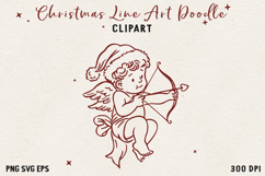 Cupid SVG PNG EPS, Vintage Line art Christmas clipart. Product Image 1