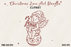 Cupid SVG PNG EPS, Vintage Line art Christmas clipart. Product Image 1
