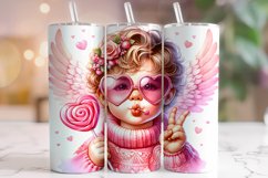 Retro Cupid Tumbler Wrap, Valentine&#039;s Day Tumbler, Cupid PNG Product Image 1