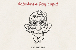 Valentine’s Day Cupid Illustration|Cute Love Angel Line Art. Product Image 1