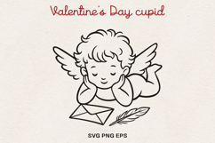 Valentine’s Day Cupid Illustration|Cute Love Angel Line Art. Product Image 7