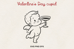 Valentine’s Day Cupid Illustration|Cute Love Angel Line Art. Product Image 1
