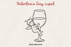 Valentine’s Day Cupid Illustration|Cute Love Angel Line Art. Product Image 1
