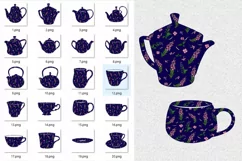 Collection of cups and teapots with natural patterns. Product Image 2