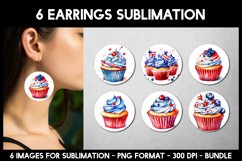Patriotic American Earrings I Round Earrings Sublimation Product Image 1