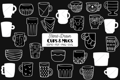 White Coffee Cup | Decorated Tea Mug | Hand Drawn Glass Bowl Product Image 1