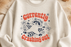 Currently Crashing Out SVG, Funny Raccoon PNG Retro Design Product Image 3