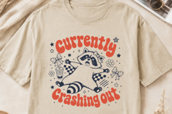 Currently Crashing Out SVG, Funny Raccoon PNG Retro Design Product Image 2