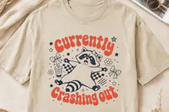 Currently Crashing Out SVG, Funny Raccoon PNG Retro Design Product Image 2