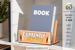Currently Reading Sign Laser Cut. Book Holder SVG Product Image 1
