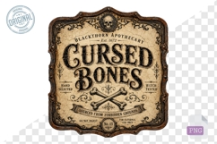 Cursed Bones Gothic Halloween Apothecary Label PNG Art Product Image 1