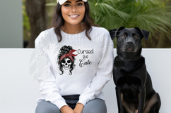 Cursed But Cute Skull Girl | Messy Bun Bandana Gothic SVG Product Image 2
