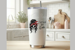 Cursed But Cute Skull Girl | Messy Bun Bandana Gothic SVG Product Image 3