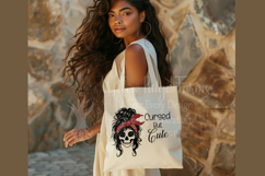 Cursed But Cute Skull Girl | Messy Bun Bandana Gothic SVG Product Image 4